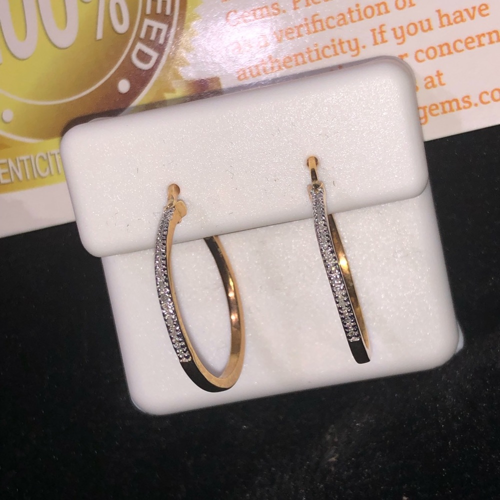 Beautiful Christmas gift Real Diamond Hoop earrings Not CZ not Moissanite Sale! - Picture 5 of 7